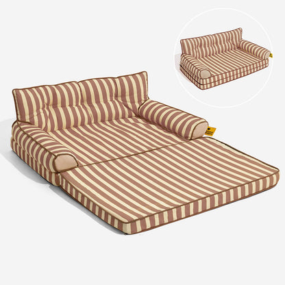 Stripe Waterproof Foldable Large Dog Sofa Bed for Crate