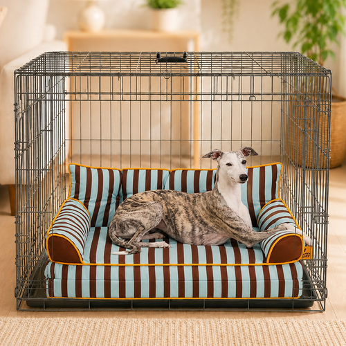 Stripe Waterproof Foldable Large Dog Sofa Bed for Crate