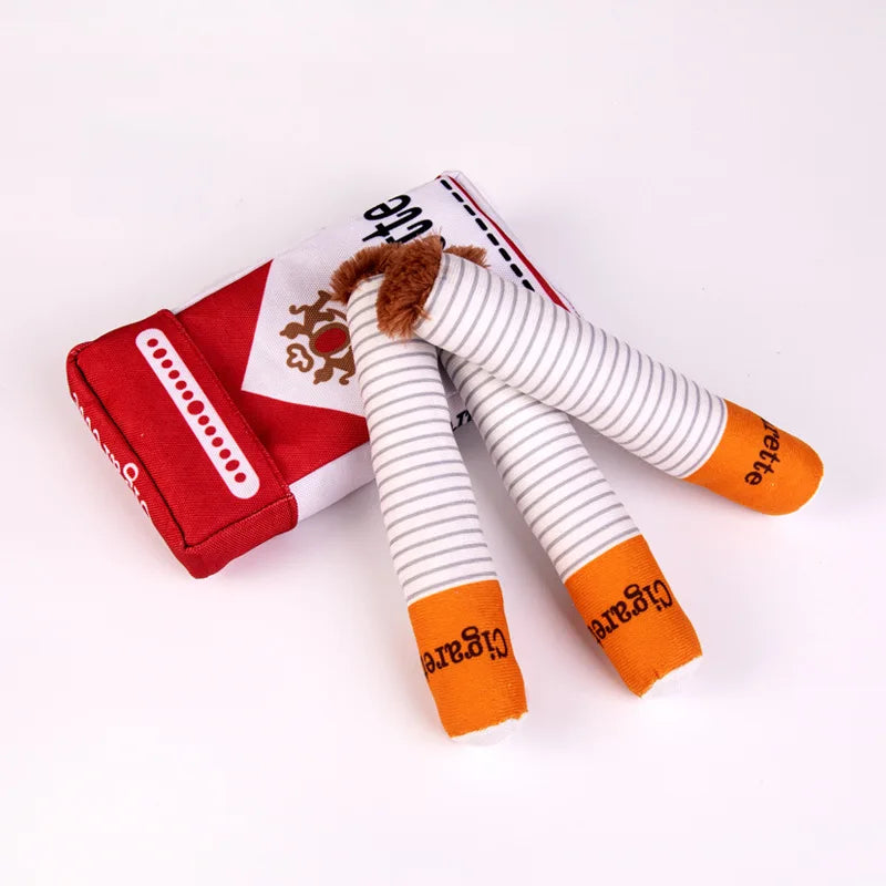 Cigarettes Dog Toy Imitation Cigar Chew Toy Interactive Plush Dog Chew Toy Funny Stuffed Dog Toys Novelty for Chewing Teething