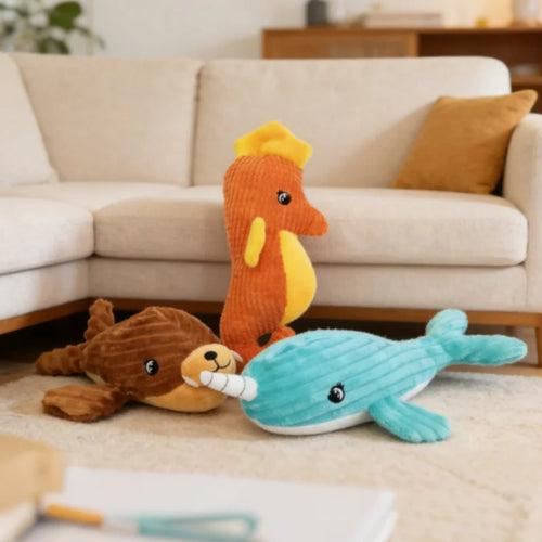 Pet Supplies Cute Animal Safe Dog Touch Toys Resistant Marine Animals Indestructible Plush Tooth Chew Dog Play Toy With Squeaker