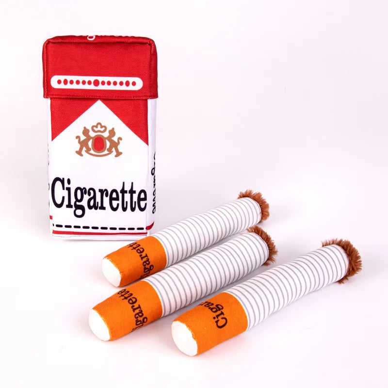 Cigarettes Dog Toy Imitation Cigar Chew Toy Interactive Plush Dog Chew Toy Funny Stuffed Dog Toys Novelty for Chewing Teething