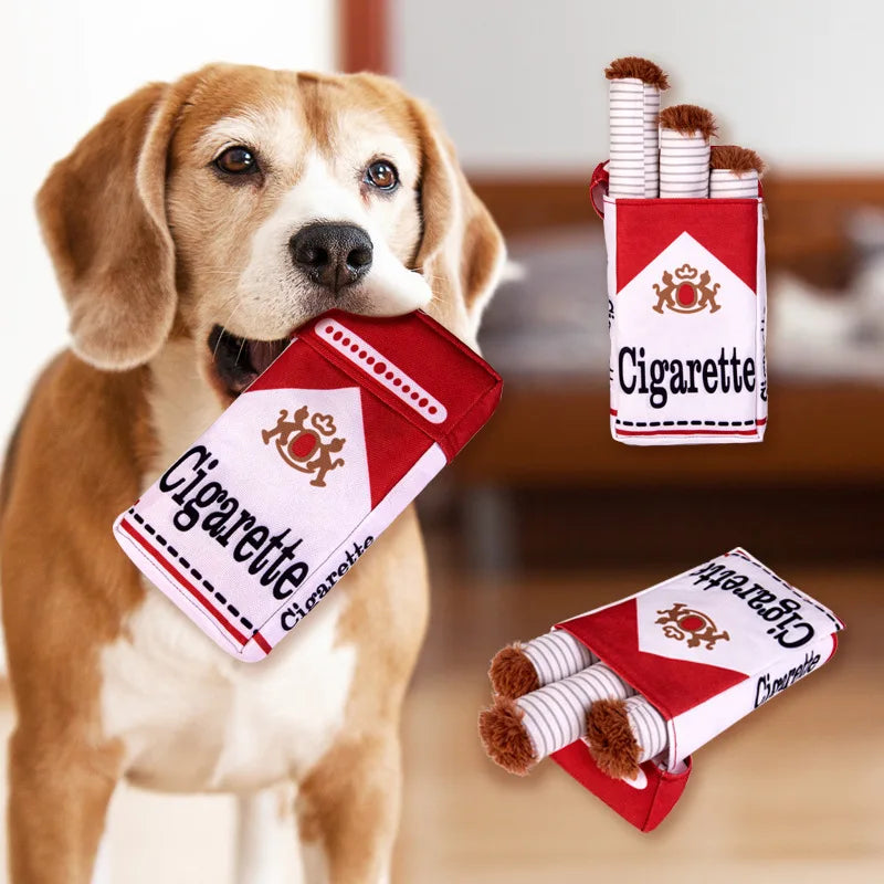 Cigarettes Dog Toy Imitation Cigar Chew Toy Interactive Plush Dog Chew Toy Funny Stuffed Dog Toys Novelty for Chewing Teething