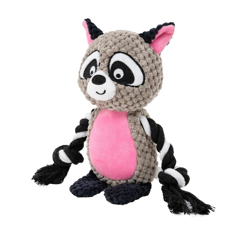 Cute Animal Rope Dog Toy Cute Plush Puppy Chew Pet Squeak Knot Toy Cartoon Rabbit Monkey