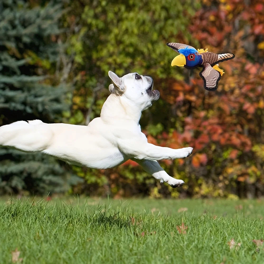 Fun Sound Pet Toy Bird Plush Toy Cute Blue Headed Bird Dog Entertainment Interactive Toy Dog Biting Toysteeth Grinding And Clean