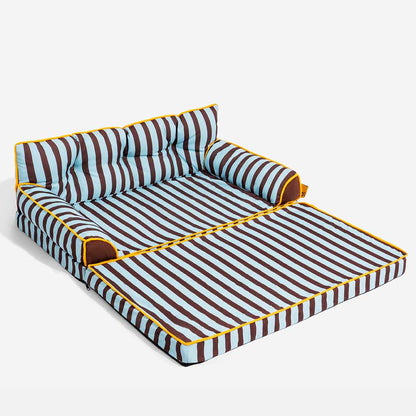 Stripe Waterproof Foldable Large Dog Sofa Bed for Crate