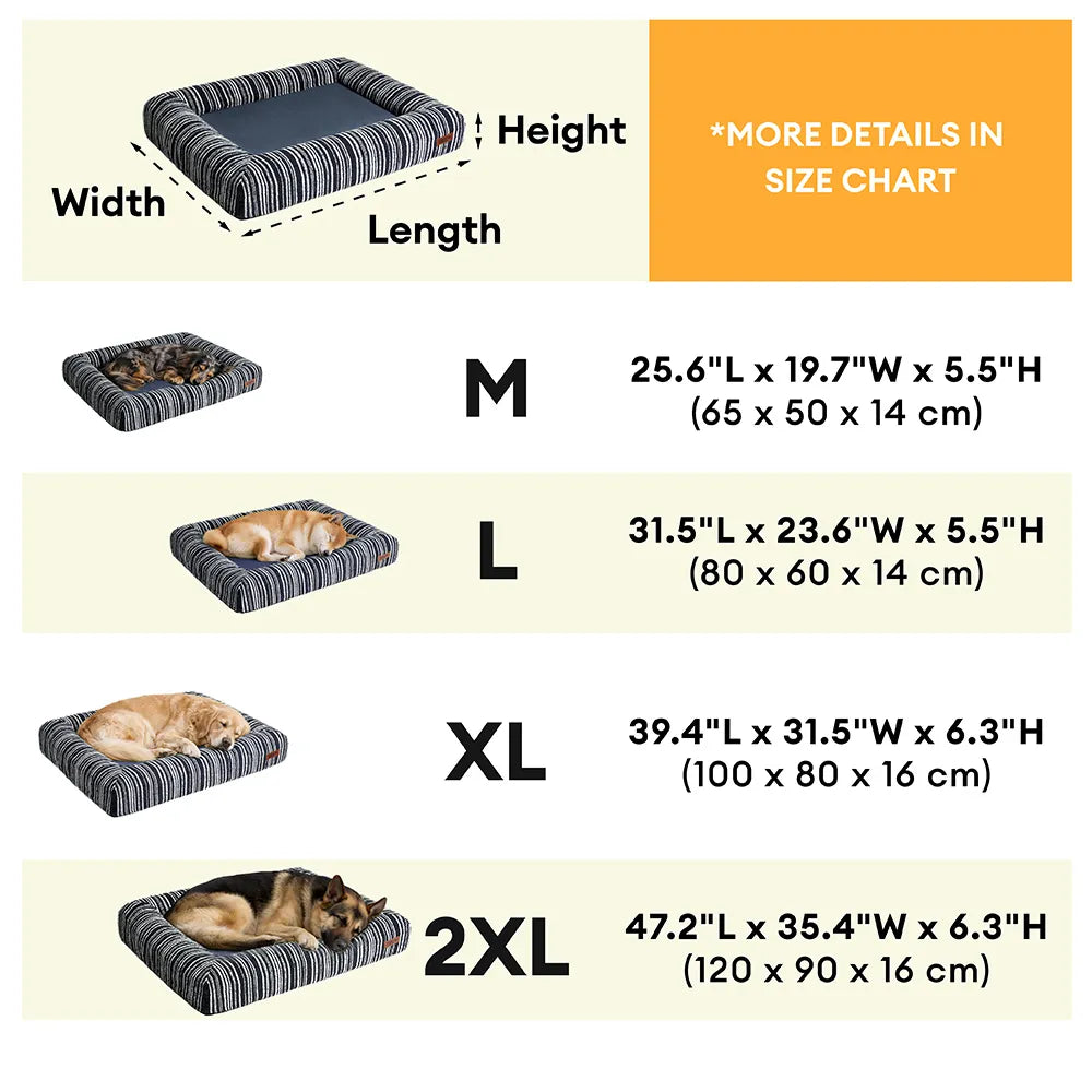 SnugNest Textured Stripe Orthopedic Dog Bed for Crate