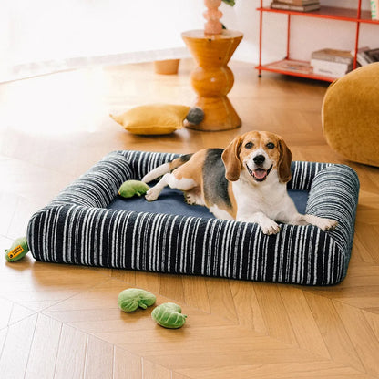 SnugNest Textured Stripe Orthopedic Dog Bed for Crate