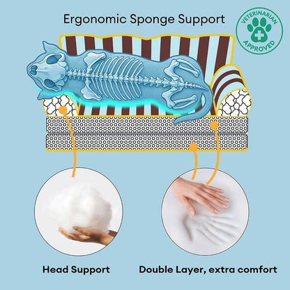 Stripe Waterproof Foldable Large Dog Sofa Bed for Crate